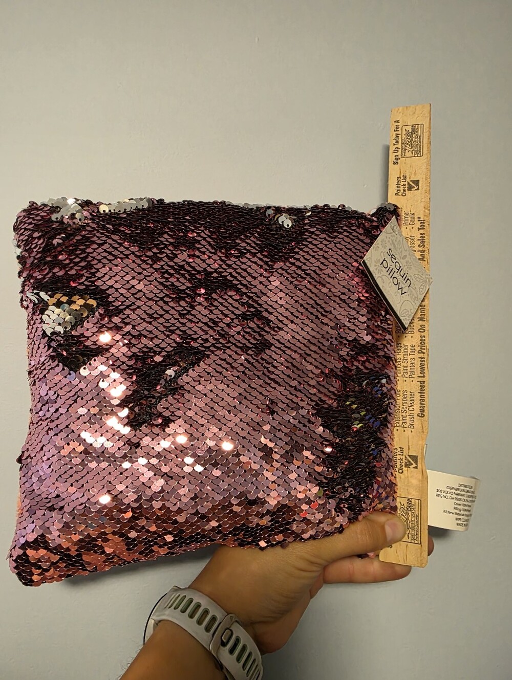 Sequin Reversible Pink Square Wristlet Clutch